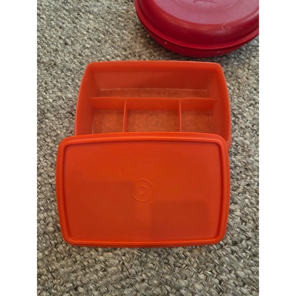 Vintage 60s 70s Tupperware Plastic Food Keeper Divided Storage Tray Grater